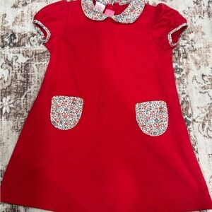 Red Kids Dress with Floral Accents